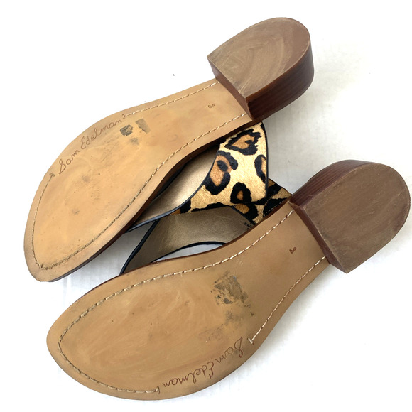 Sam Edelman Jaynee T Strap Sandal Thong Toe Brown Low Heel Animal Leo Cheetah 8 - Picture 6 of 6